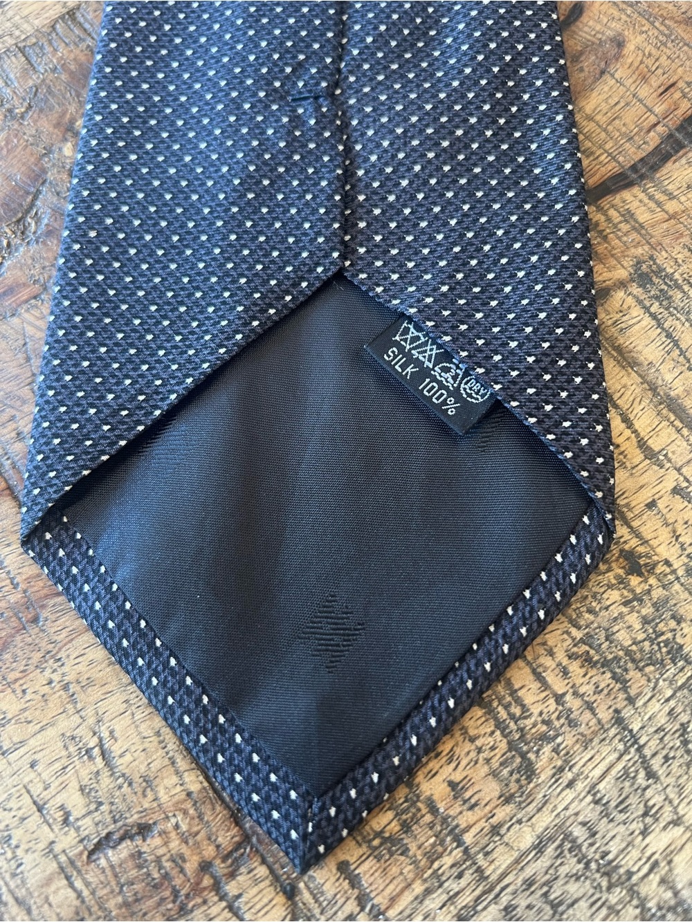 Classic Navy Microdot Tie — Men's Elegant Dress Accessory - Picture 4 of 4